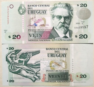 URUGAY Billet de 20 Pesos Uruguayos 2000 Pick 83a Neuf