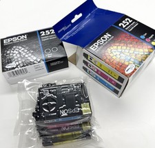 EPSON 252 Ink Cartridges 2 BLACK 1 CYAN 1 MAGENTA 2 YELLOW, New