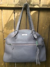 Gray Leather LILY JADE Rosie Convertible Tote Diaper Bag Laptop Work Travel XLNT