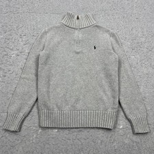 Polo Ralph Lauren Sweater Boys Medium Gray 1/4 Zip Knit Heavy Pullover Youth Top