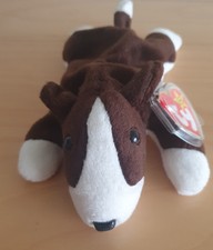 VINTAGE 1997 TY BEANIE BABY "BRUNO THE DOG" BNWT, MINT TAG IN PROTECTOR.