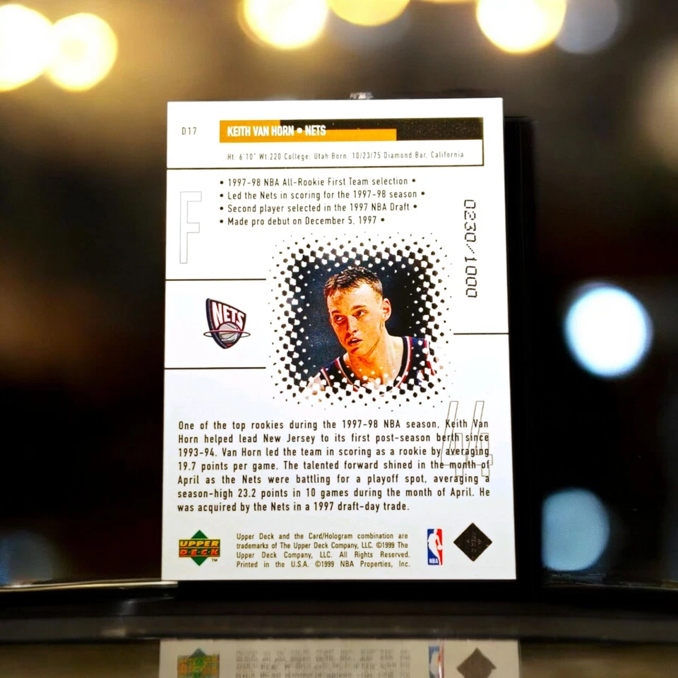 Keith Van Horn 1998-99 Upper Deck Black Diamond - Diamond Dominance #D17 SN/1000 - Image 2 of 2