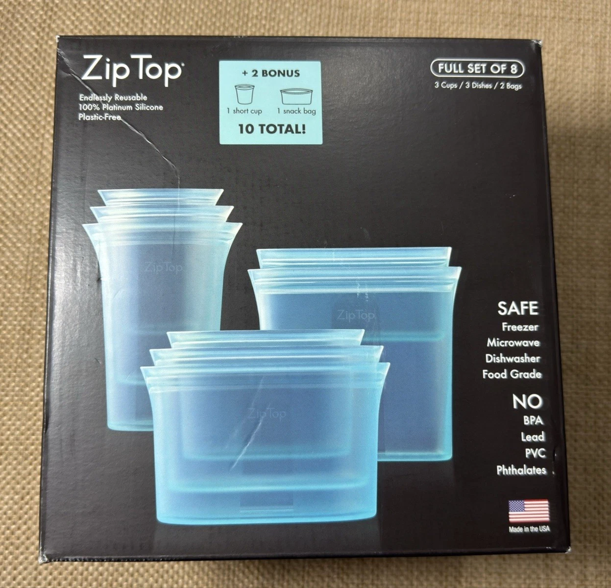 Zip Top Reusable Food Storage Bags |Full Set of 10 [Blue] Silicone Containers
Opens in a new window