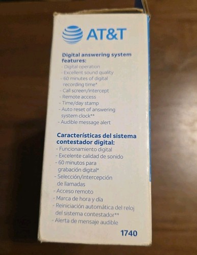 NEW AT&T 1740 Digital Answering System With Time and Day Stamp White New in Box - Zdjęcie 7 z 7