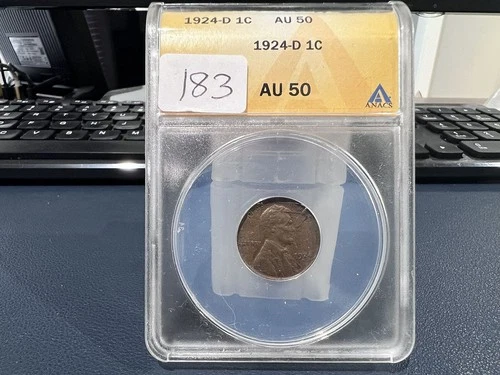 1924-D 1C Wheat Penny Lincoln Cent Anacs AU 50 BETTER DATE (AAZ)