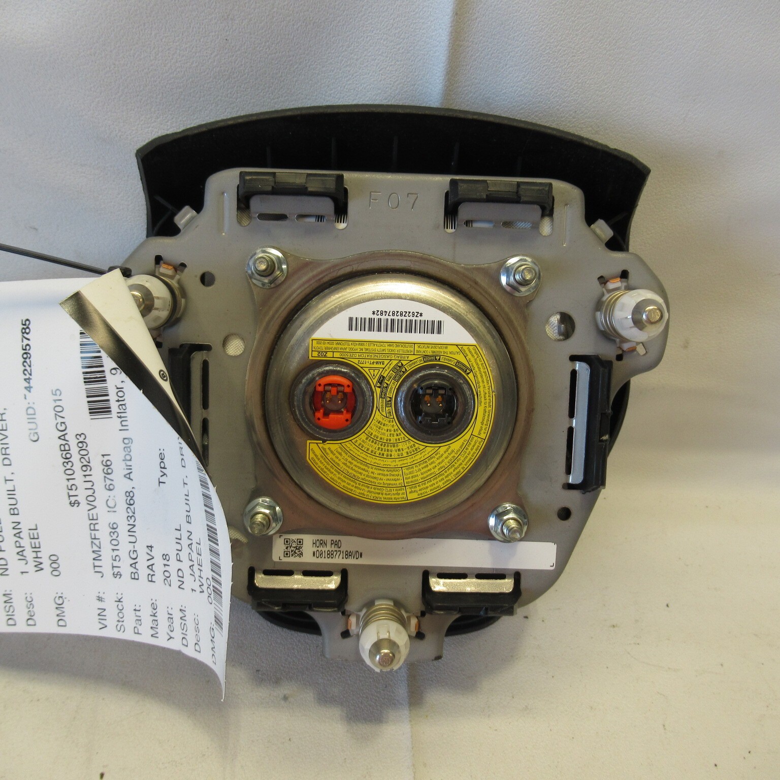 2015 2016 2017 2018 Toyota Rav4 Wheel Airbag Driver Air Bag OEM