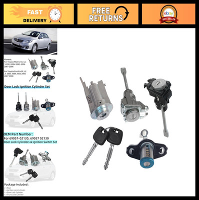 Ignition Switch & Lock Cylinder Set with 2 Keys for Toyota Corolla Matrix 2003-2