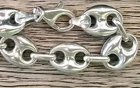 Sterling Silver Hallmarked 925 Italy Vintage Wide Chain Necklace Puffy Mariner