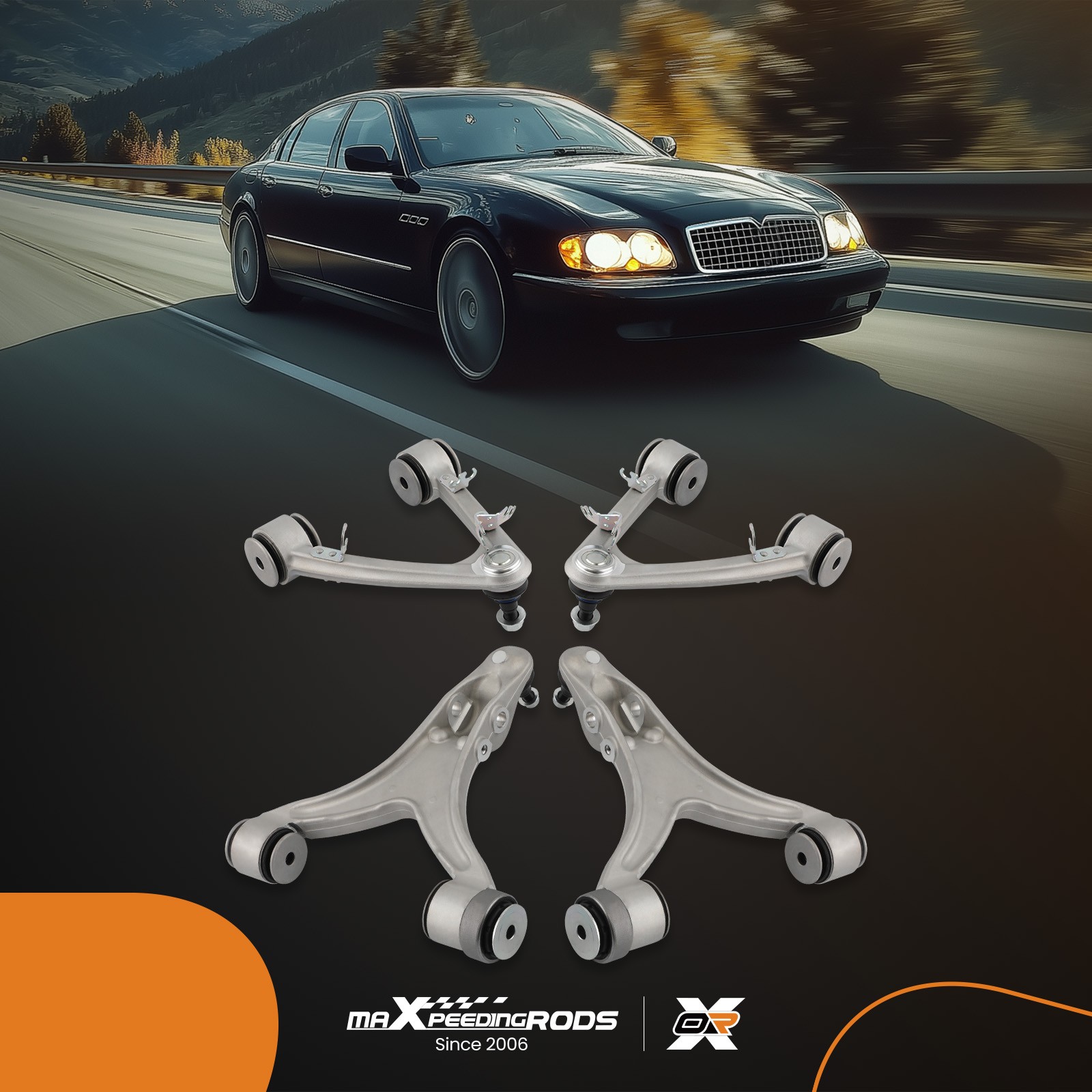 4x Front Upper & Lower Control Arms for Maserati Quattroporte GranTurismo M139