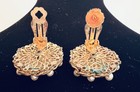 Vintage Miriam Haskell Baroque Faux Pearl Clip Earrings Signed Filigree — photo 9