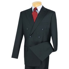 VINCI Men's Navy Blue Double Breasted 6 Button Classic Fit Suit NEW