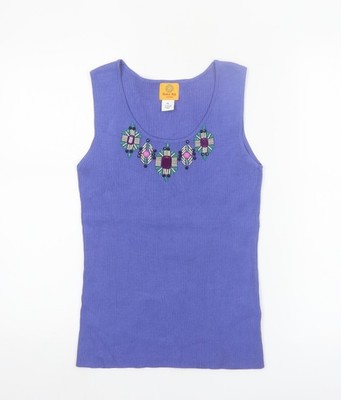 Ruby Rd. Zierliches lila ärmelloses Perlen Strick Tank Top L
