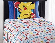    NEW POKEMON PIKACHU 3 PIECE TWIN BED SHEET SET 1 FLAT 1 FITTED 1 PILLOWCASE