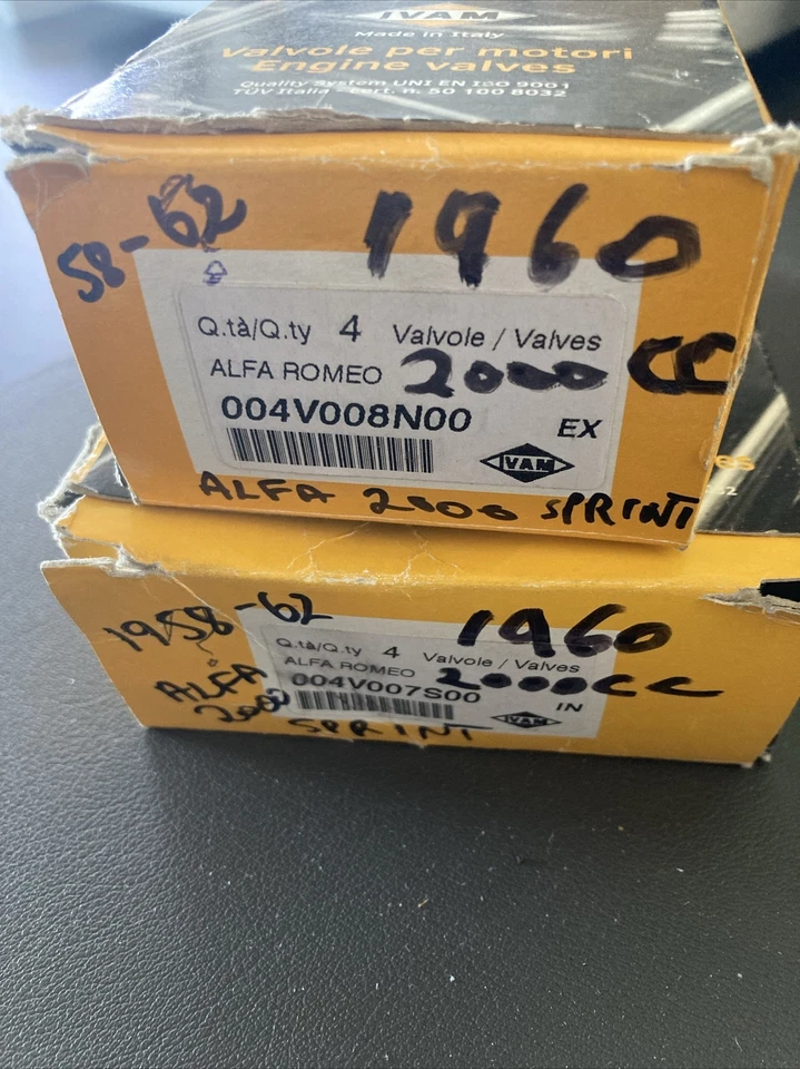 1020003300 阿尔法罗密欧 Sprint 2000 进气和排气阀套件(2x4 件)- 全新无标签 — 第 4/4 张图片
