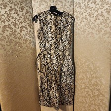 Sophisticated Miss Vintage Black Gold Metallic Floral Jacquard Dress Size 0 2