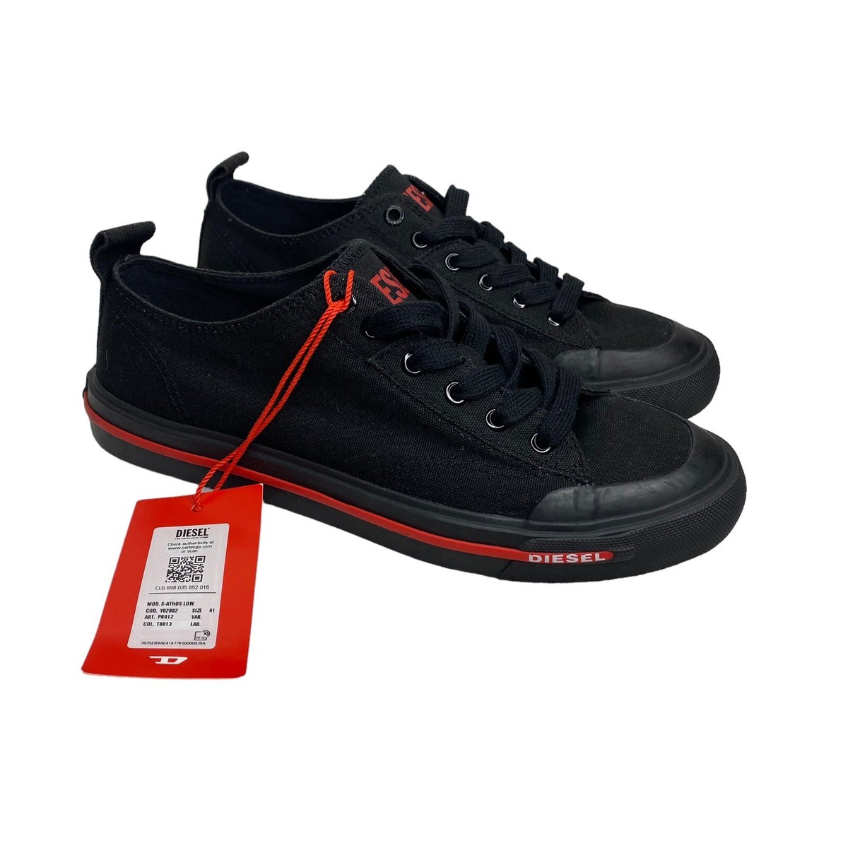 【関税込み】Diesel ブラック S-Athos スリッポンスニーカー Men's S-Athos-Slip-on sneakers in plain leather | Black | Diesel