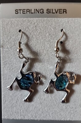 Frog Blue Abalone Sterling Silver Earrings