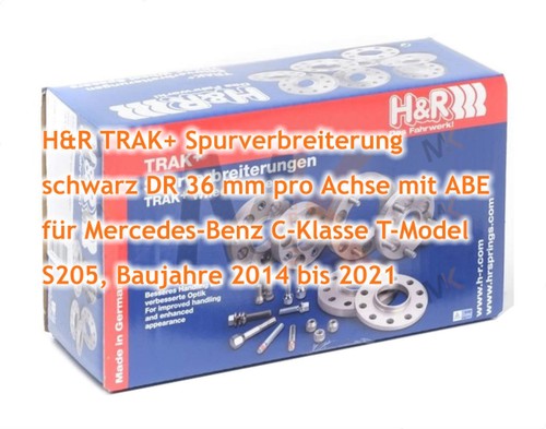 H&R Distanziali Neri 36Mm/Aasse Per Mercedes-Benz Classe C T-Modello S205 2014- - Foto 3 di 4