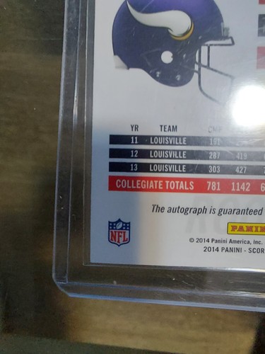 2014 Score Football Card Teddy Bridgewater Autograph RC #426 - Picture 9 of 10