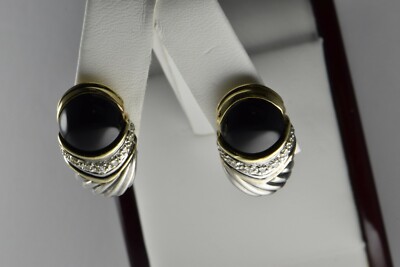 David Yurman Sterling Silver &18K gold Black Onyx Diamond