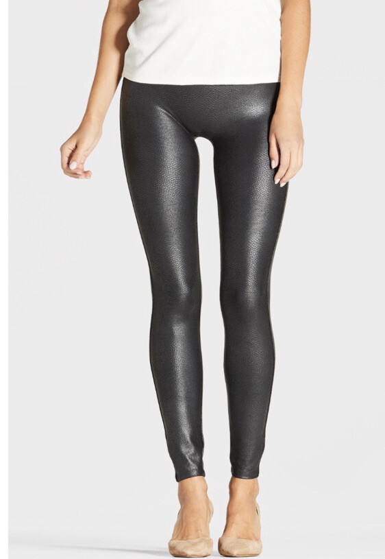 SPANX Faux Leather Pebbled Leggings Size Small S Black Pant High