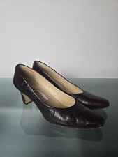 Etienne Aigner Vtg Spain Leather Heels Croc Taylor Sz 8.5 N Wmn Brown Pumps Brwn