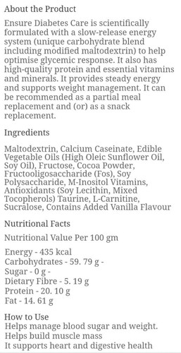 375gm x 3 Abbott Glucerna Ensure Vanilla Powder Nutrition Powder Diabetic - Picture 4 of 5