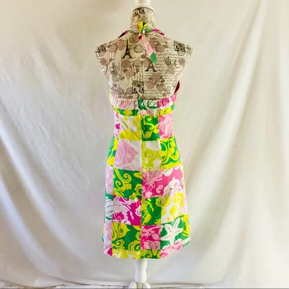 Lilly Pulitzer white label Patchwork Halter Dress… - image 3