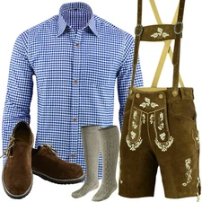 Trachten set Bavarian Oktoberfest Authentic ABOVE KNEE Lederhosen Full Dress