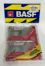 Set of 2 BASF Ferro Extra I 60 Minute Blank Cassette Tapes Brand New Sealed