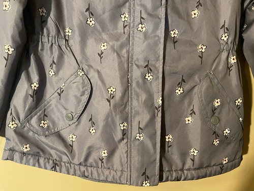 Carter’s Girls Gray Floral Hooded Fleece Lined Coat Size 10 - Picture 6 of 10