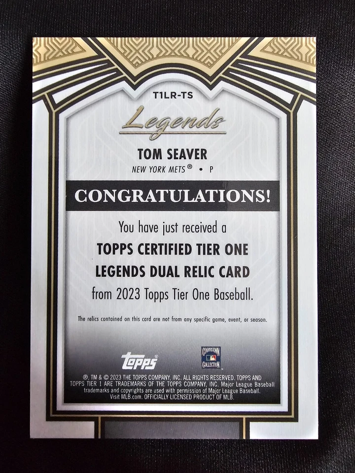 TOM SEA2023 Topps Tier One LEGENDS DUAL RELIC #'ED TO ONLY /25!! METS !! - Image 2 of 2