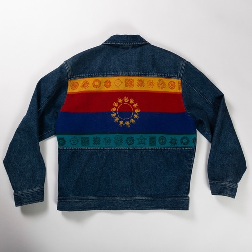 PENDLETON AZTEC RAINBOW SUN WOOL BLANKET WESTERN NATIVE DENIM MENS JACKET COAT M