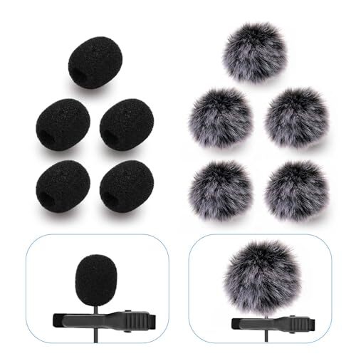 Microphone Cover Furry Windscreen & Foam Cover Set for Lavalier Lapel-image