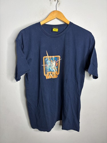 Vintage Star Wars A New Hope Episode IV Crew T-Shirt Mens Size XL Blue 5511