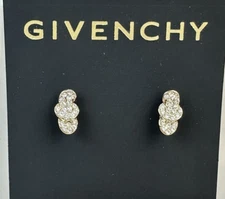 GIVENCHY Gold Tone Pavé Crystal Knot Stud Earrings NWT