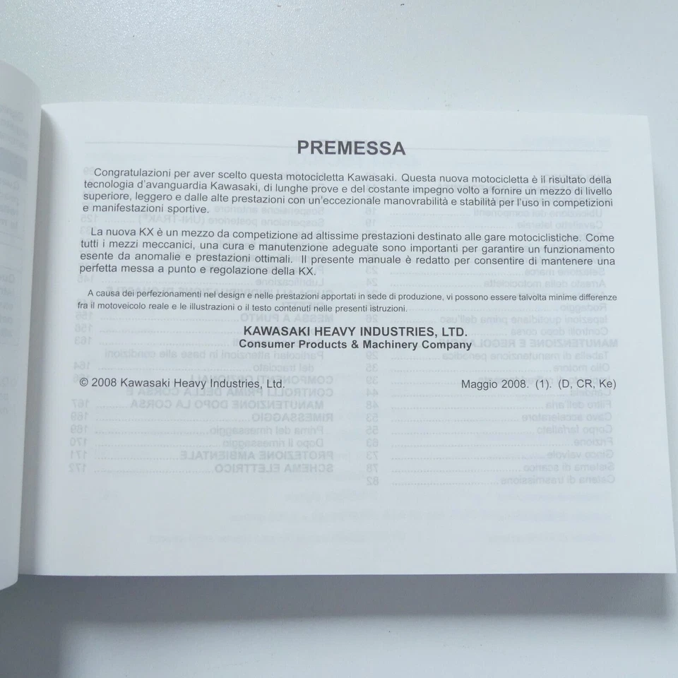 Kawasaki KX 450 F 2008 Bedienungsanleitung Handbuch Italien Spanien Niederlande - Bild 3 von 4