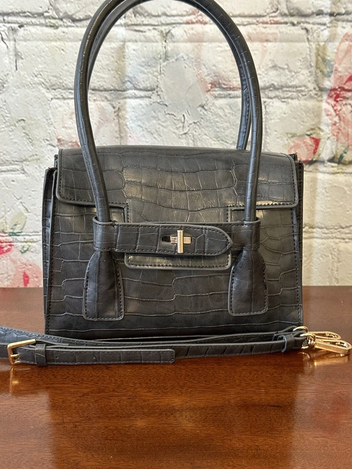 Zara Handbag Gray Faux Croc Handbag Crossbody - Image 2 of 4