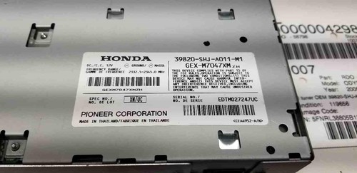 05 06 HONDA ODYSSEY Radio XM tuner OEM 39820-SHJ-A011-M1 - Picture 6 of 6