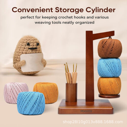 Yarn Holder For Knitting And Crocheting Rotating Magnetic Wooden Yarn Holder - Picture 2 of 12