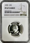 1959 PROOF WASHINGTON SIVER QUARTER NGC PF67 CAMEO