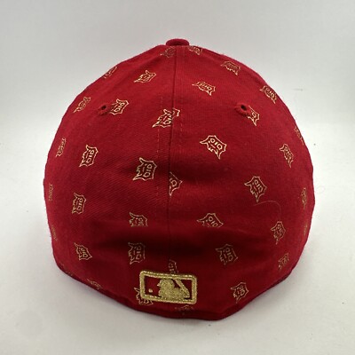 Detroit Tigers New Era 59Fifty Hat Cap Fitted 7 3/8 Red W/ Gold