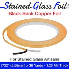Stained Glass Foil 7/32"x 36Yds.Copper Foil Black Back Tape for Glass