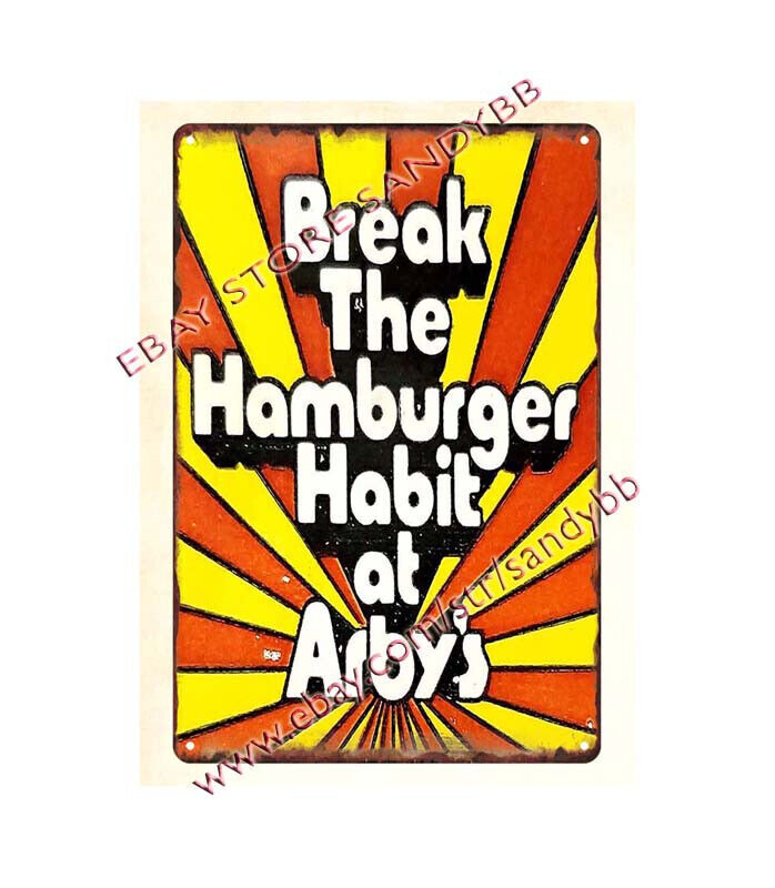 Arby's　ヴィンテージ　看板 Arbys 60s Retro Fast Food Restaurant metal tin sign plaque metal