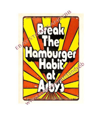 Arbys 60s Retro Fast Food Restaurant metal tin sign plaque metal