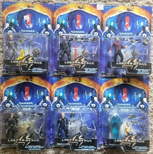 LOST IN SPACE Complete Lot of 6 Action Figures Set Trendmasters Vintage 1997 NOS