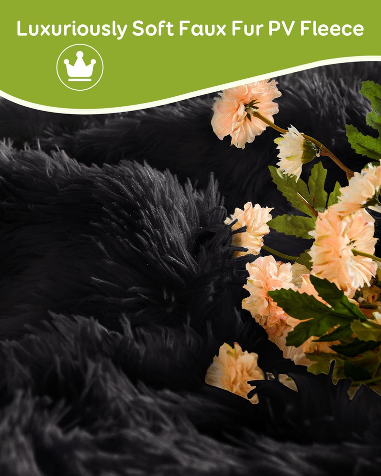 Shaggy Faux Fur Weighted Blanket Queen Size, 15 Lbs Long Fur Sherpa