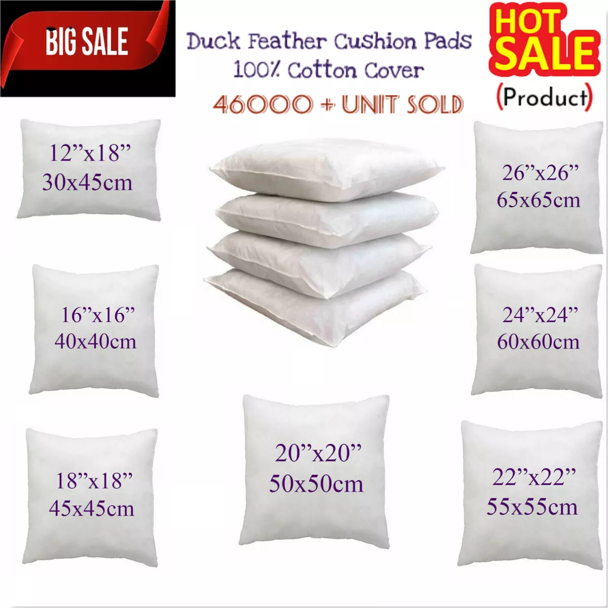 Feather Cushion Pads, Cushion Inners