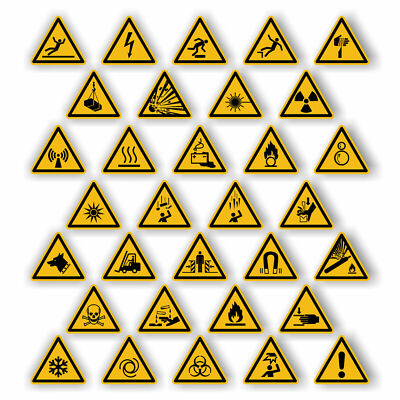 Warnzeichen Aufkleber nach DIN EN ISO 7010 W042 bis W078 Folie Hinweis Warnung