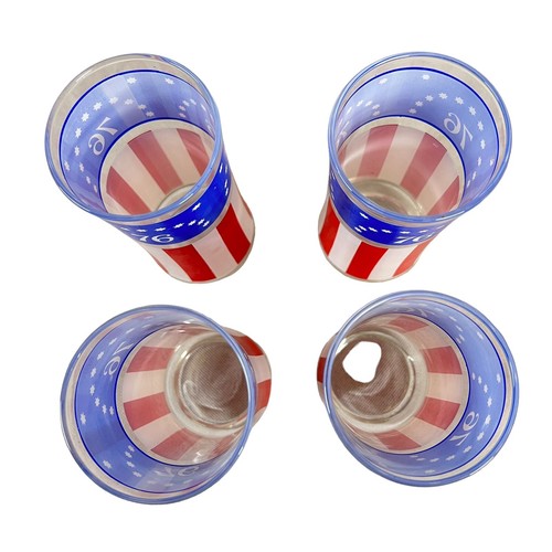 Vintage 1976 Libby Bicentennial USA Flag Tumbler Drinking Glasses 12oz Set of 4 - Picture 4 of 5